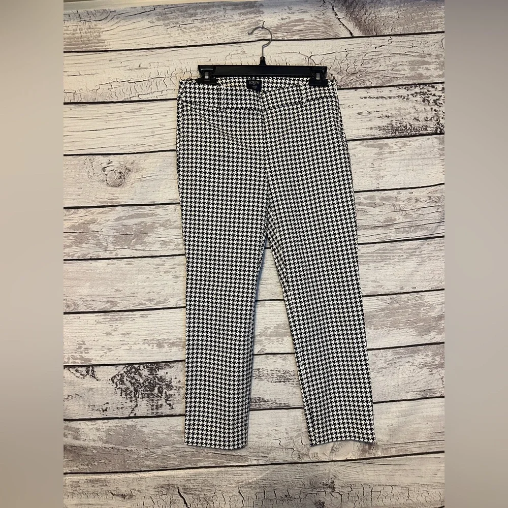 J.Crew Winnie Pant Women’s 4P Black White Houndstooth Slim Ankle Dress Pants
